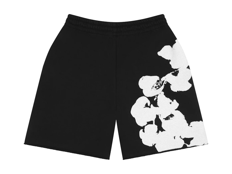 Denim Tears Big Cotton Wreath Sweat Shorts Black