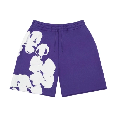 Denim Tears Big Cotton Wreath Sweat Shorts Purple 01