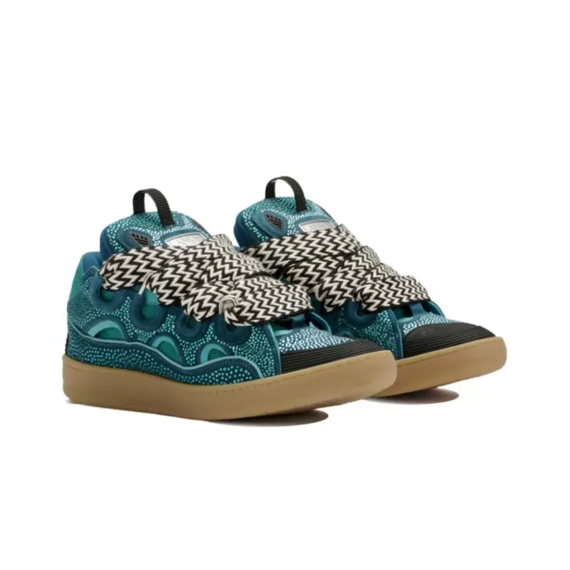 Lanvin Leather Curb Crystal Petrol Blue Men's - FM-SKRK11-STRA-H21