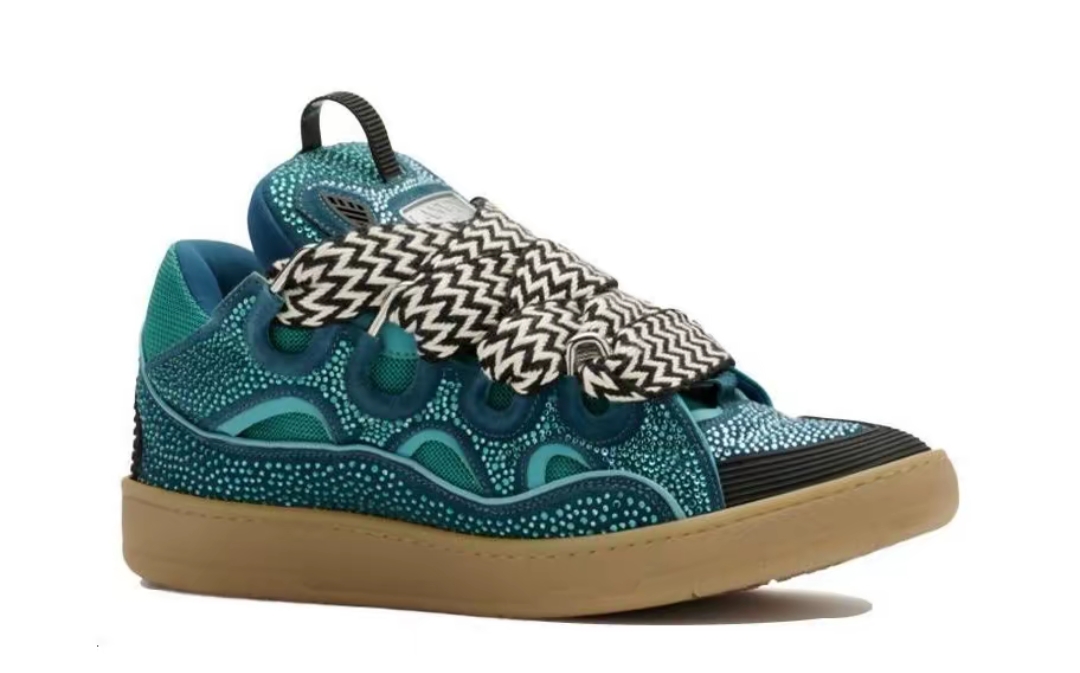 Lanvin Leather Curb Crystal Petrol Blue Men's - FM-SKRK11-STRA-H21