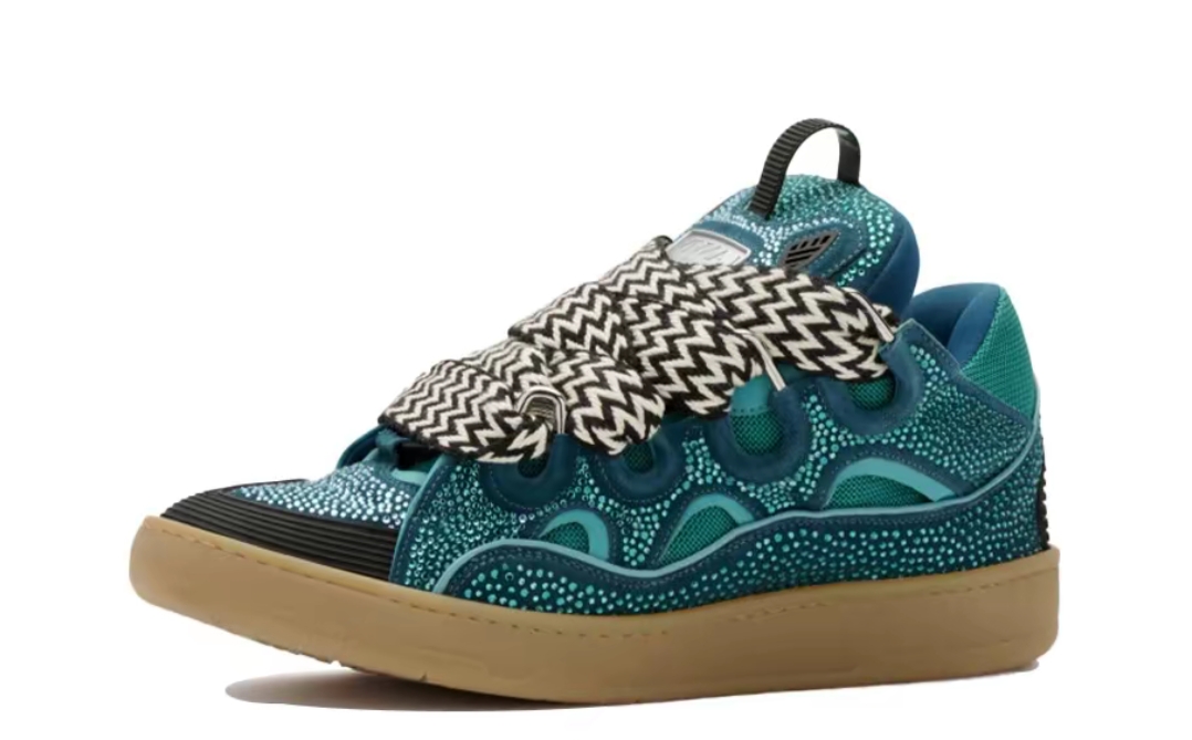 Lanvin Leather Curb Crystal Petrol Blue Men's - FM-SKRK11-STRA-H21