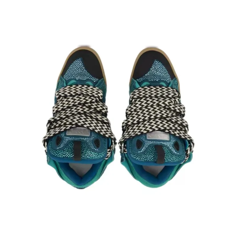 Lanvin Leather Curb Crystal Petrol Blue Men's - FM-SKRK11-STRA-H21