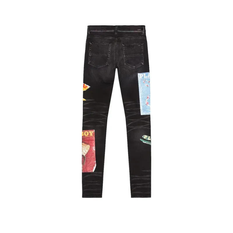 AMIRI Playboy Magazine Skinny JeanAged Black