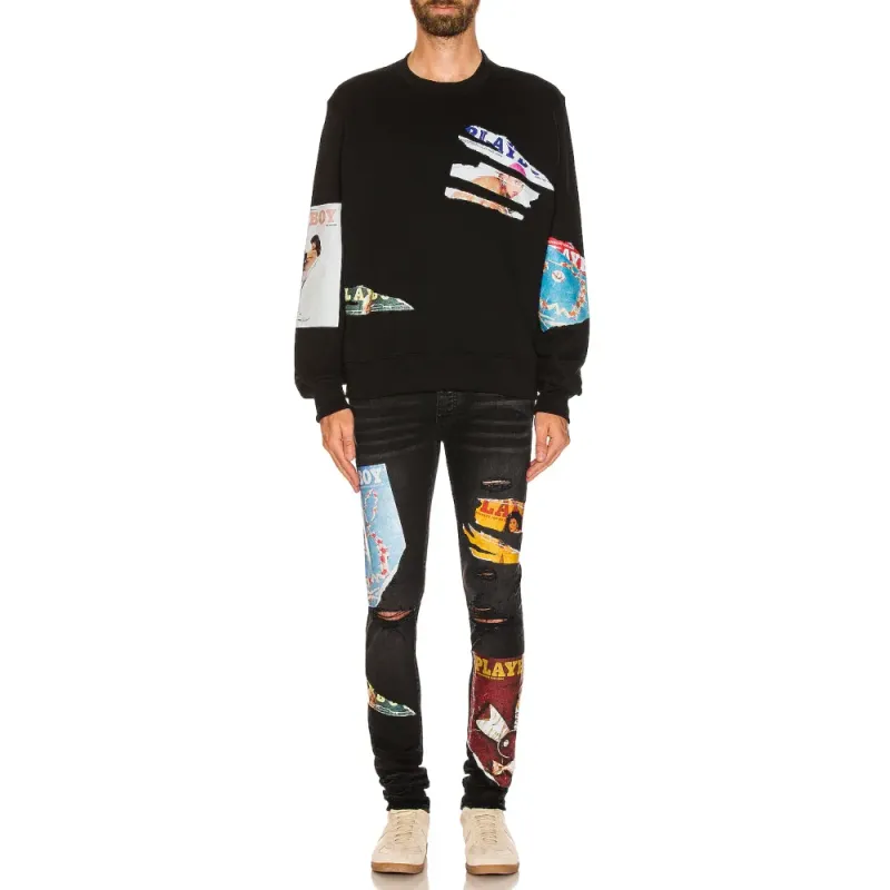 AMIRI Playboy Magazine Skinny JeanAged Black