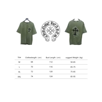 Chrome Hearts Hot Diamond Cross Water Short Sleeve Olive Green 02