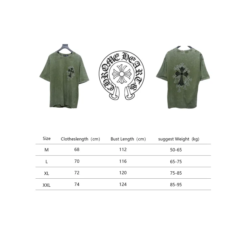 Chrome Hearts Hot Diamond Cross Water Short Sleeve Olive Green
