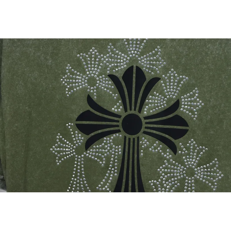 Chrome Hearts Hot Diamond Cross Water Short Sleeve Olive Green
