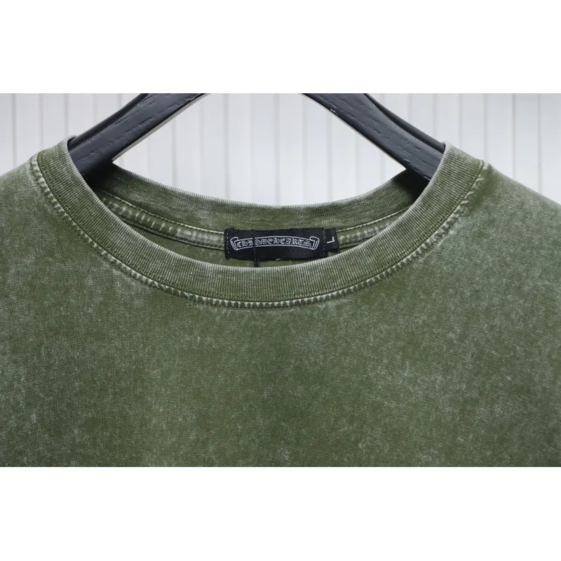 Chrome Hearts Hot Diamond Cross Water Short Sleeve Olive Green
