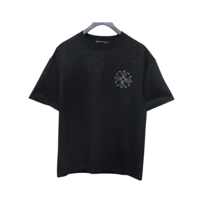 Chrome Hearts Hot diamond logo glitter short sleeve black 01