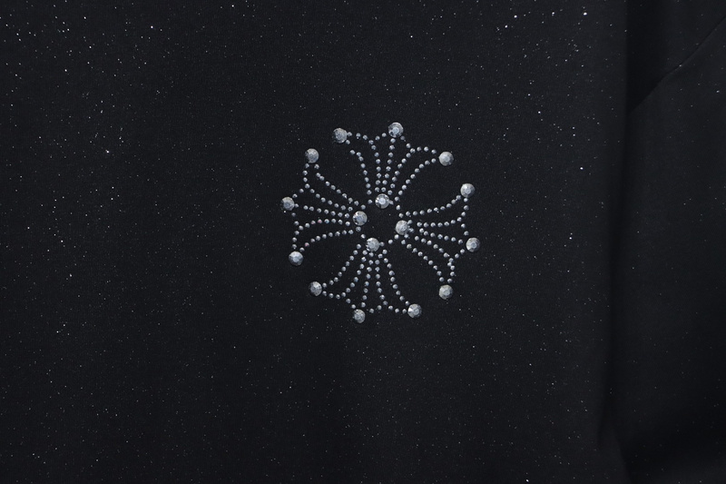 Chrome Hearts Hot diamond logo glitter short sleeve black