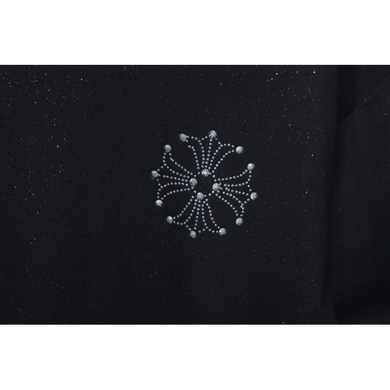 Chrome Hearts Hot diamond logo glitter short sleeve black