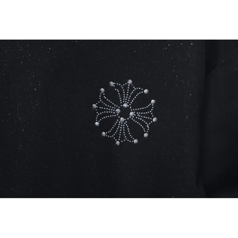 Chrome Hearts Hot diamond logo glitter short sleeve black
