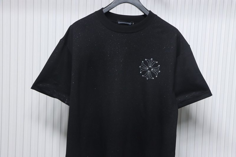 Chrome Hearts Hot diamond logo glitter short sleeve black