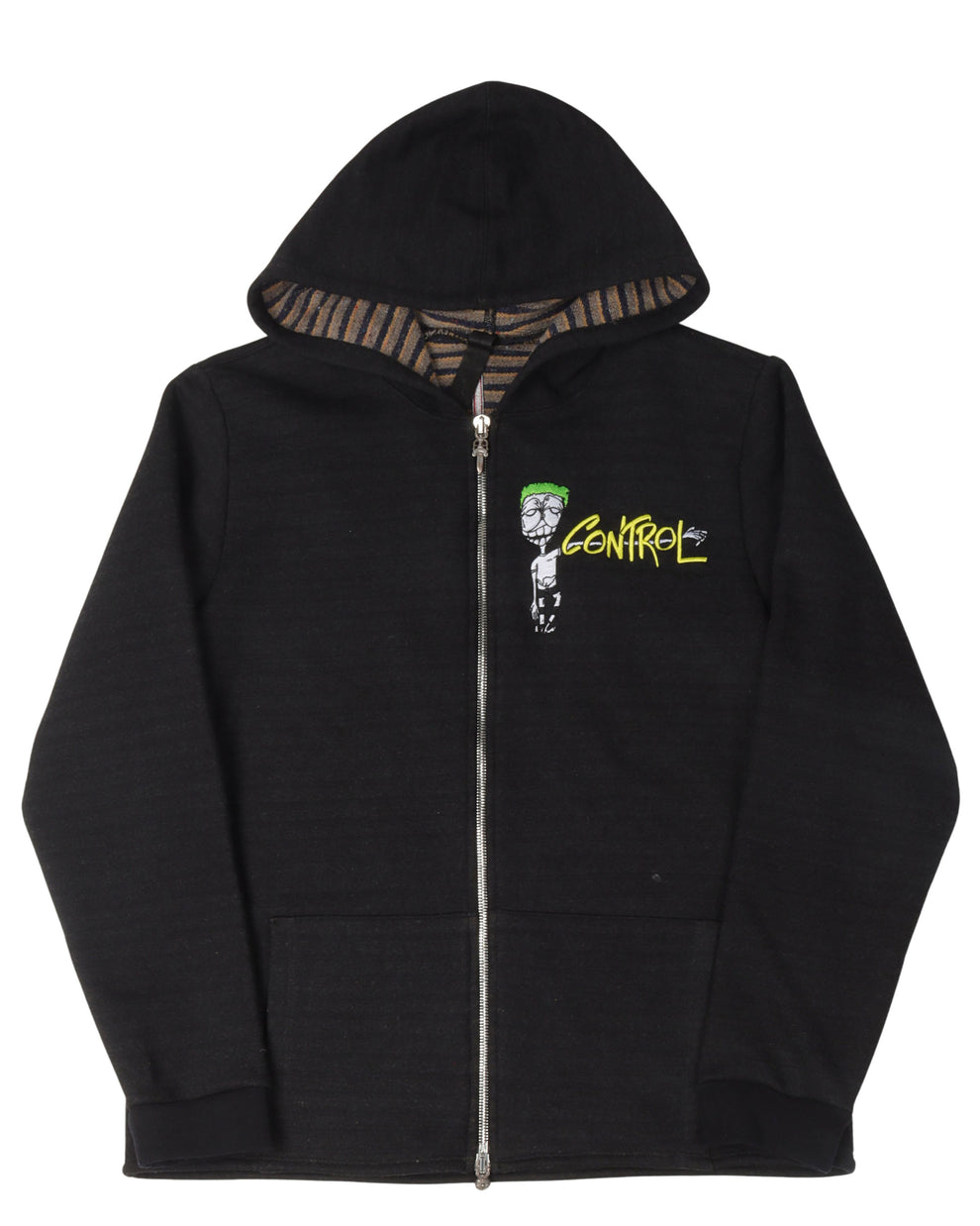 Chrome Hearts Matty Boy Striped Embroidered "Control/Be Aware" Zip-Up Hoodie
