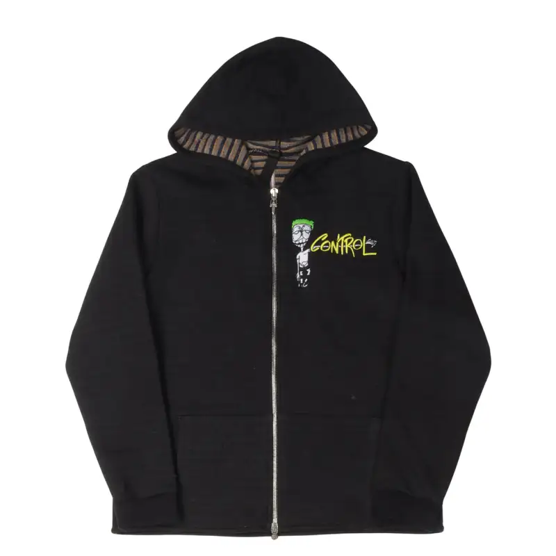 Chrome Hearts Matty Boy Striped Embroidered "Control/Be Aware" Zip-Up Hoodie