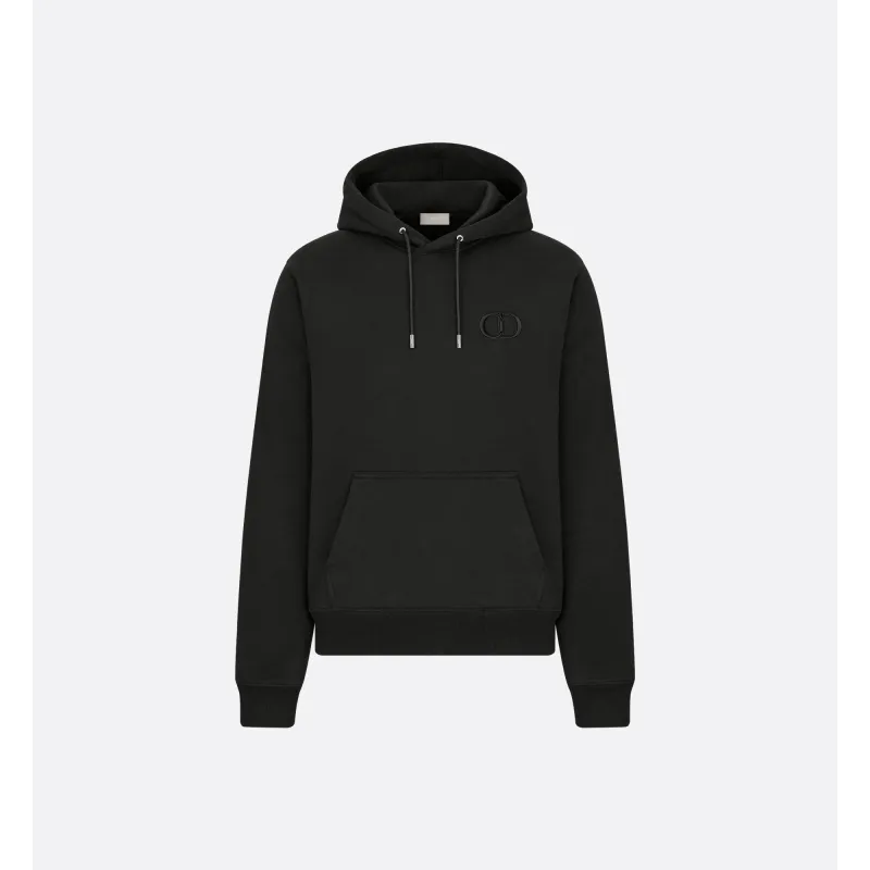 Dior CD Icon Hooded Sweatshirt Black Cotton Fleece