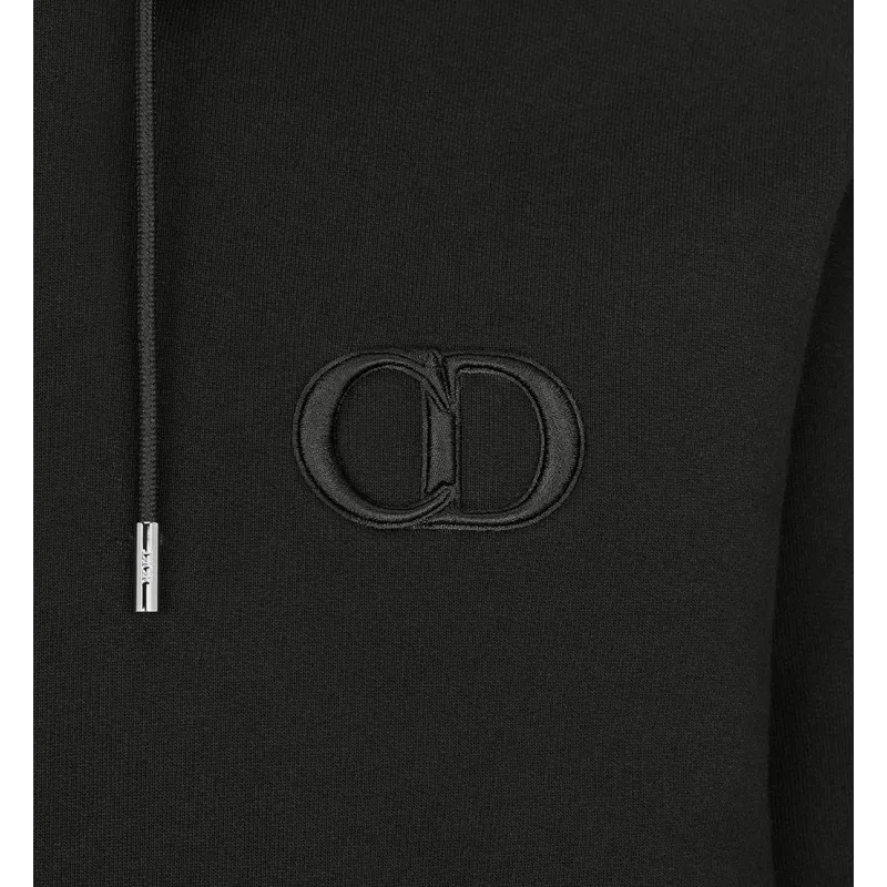 Dior CD Icon Hooded Sweatshirt Black Cotton Fleece