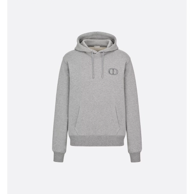 Dior CD Icon Hooded Sweatshirt Grey Cotton Fleece 01
