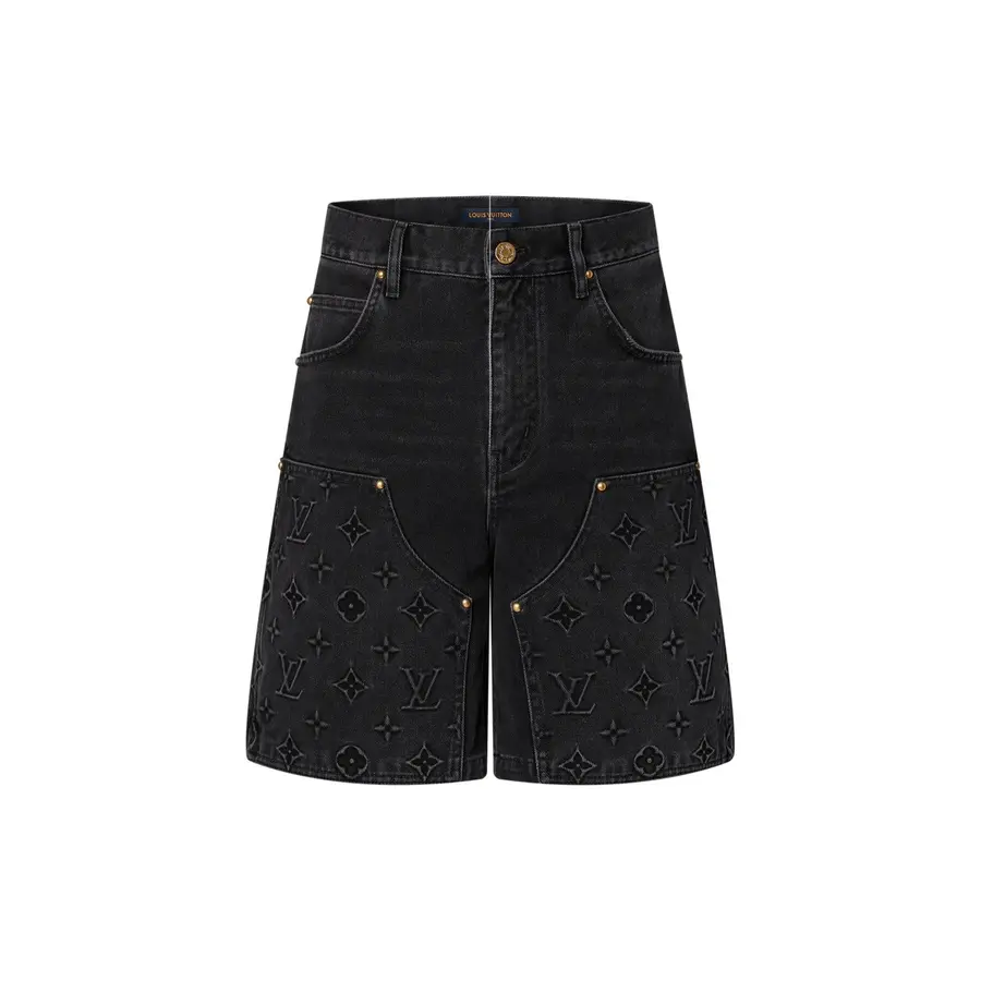 Louis Vuitton Monogram Workwear Denim Shorts Black