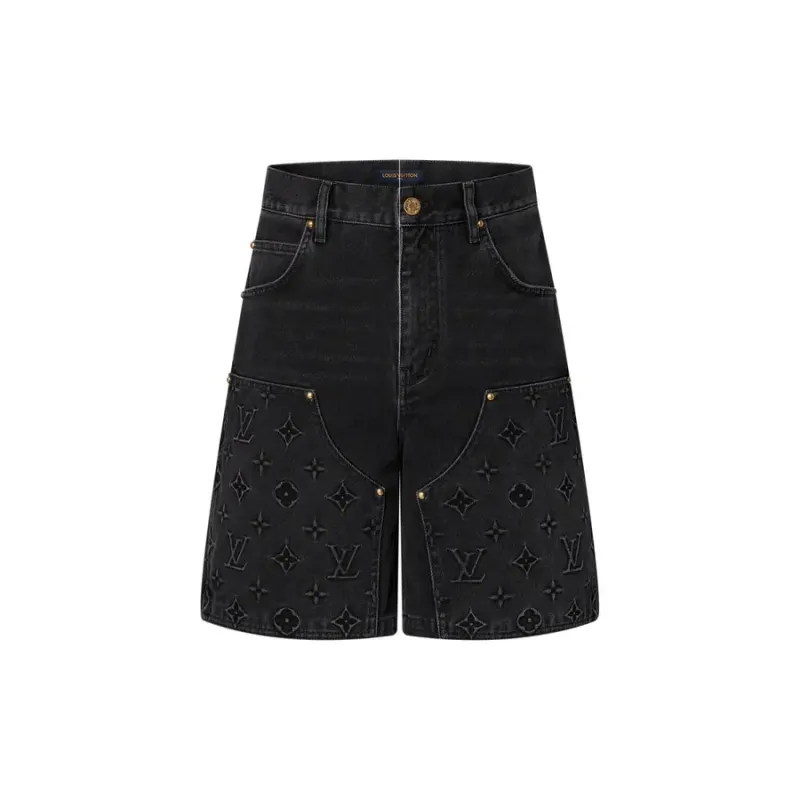 Louis Vuitton Monogram Workwear Denim Shorts Black