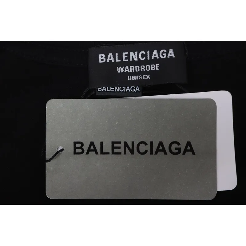 Balenciaga 25ss gradient letter embroidery short sleeve black