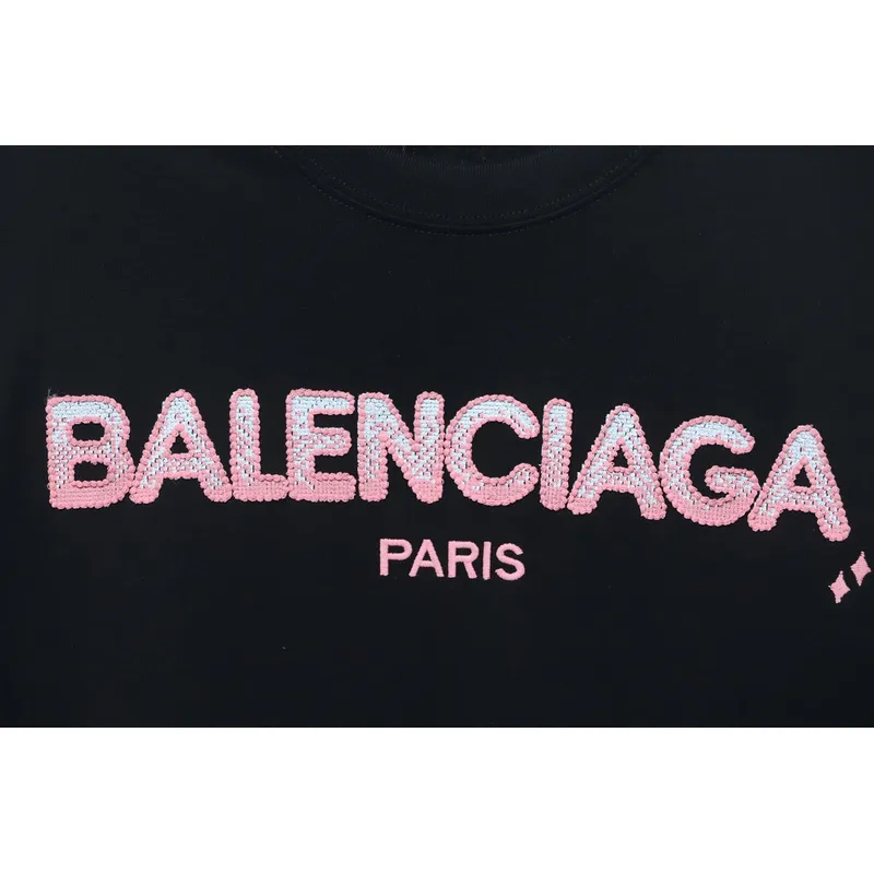 Balenciaga 25ss gradient letter embroidery short sleeve black