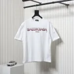 Balenciaga 25ss gradient letter embroidery short sleeve white