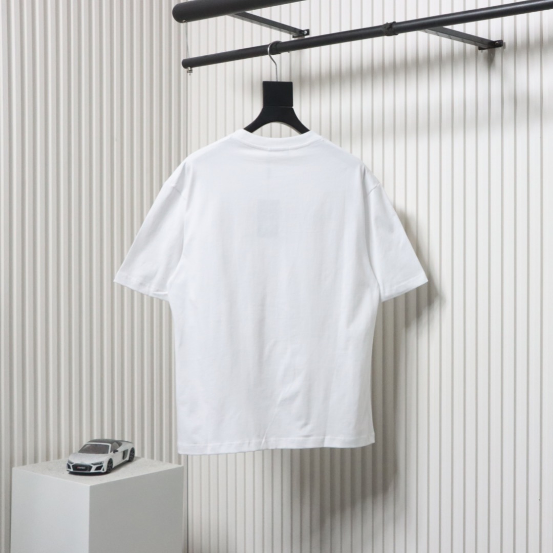 Balenciaga 25ss gradient letter embroidery short sleeve white