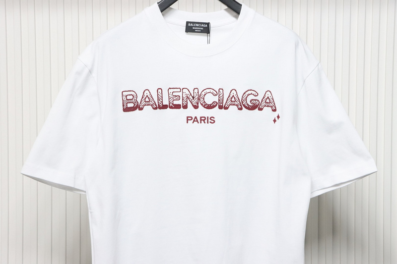 Balenciaga 25ss gradient letter embroidery short sleeve white