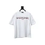 Balenciaga 25ss gradient letter embroidery short sleeve white