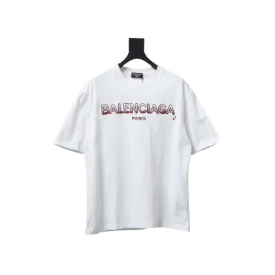 Balenciaga 25ss gradient letter embroidery short sleeve white 01