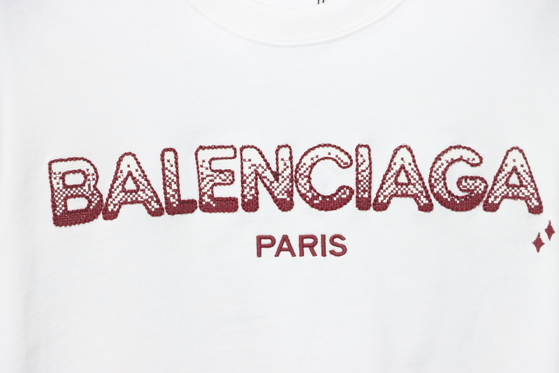 Balenciaga 25ss gradient letter embroidery short sleeve white
