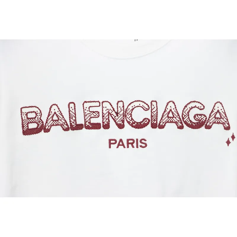 Balenciaga 25ss gradient letter embroidery short sleeve white