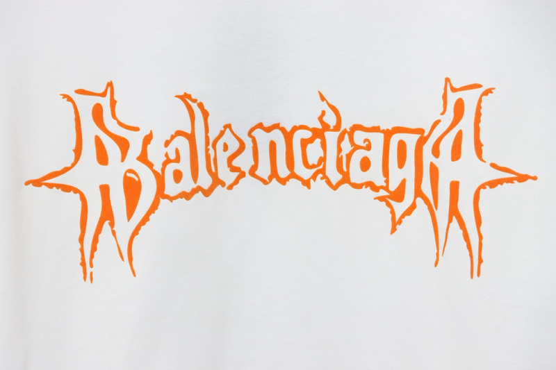Balenciaga 25ss Sanskrit letters flocking print short sleeves white