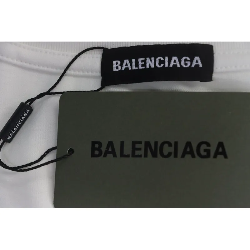 Balenciaga 25ss Sanskrit letters flocking print short sleeves white