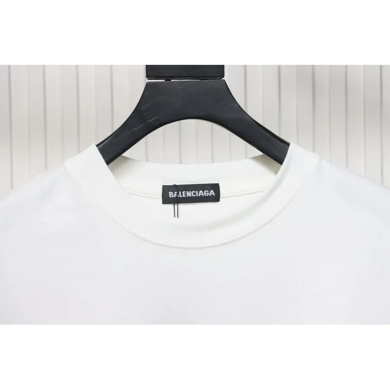 Balenciaga 25ss Sanskrit letters flocking print short sleeves white