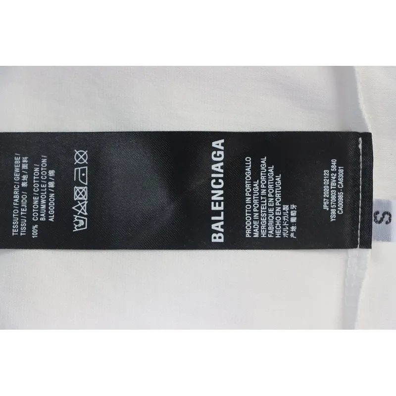 Balenciaga 25ss Sanskrit letters flocking print short sleeves white