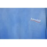 Balenciaga 25ss washed cola embroidery fried color hole short-sleeved T-shirt blue