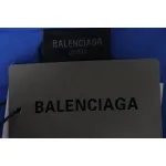 Balenciaga 25ss washed cola embroidery fried color hole short-sleeved T-shirt blue