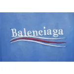 Balenciaga 25ss washed cola embroidery fried color hole short-sleeved T-shirt blue