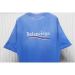 Balenciaga 25ss washed cola embroidery fried color hole short-sleeved T-shirt blue