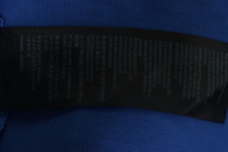 Balenciaga 25ss washed cola embroidery fried color hole short-sleeved T-shirt blue