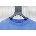Balenciaga 25ss washed cola embroidery fried color hole short-sleeved T-shirt blue