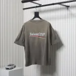 Balenciaga 25ss washed cola embroidery fried color hole short-sleeved T-shirt brown