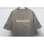 Balenciaga 25ss washed cola embroidery fried color hole short-sleeved T-shirt brown