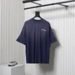 Balenciaga 25ss washed cola embroidery fried color hole short-sleeved T-shirt dark blue