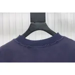 Balenciaga 25ss washed cola embroidery fried color hole short-sleeved T-shirt dark blue