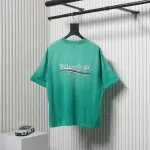 Balenciaga 25ss washed cola embroidery fried color hole short-sleeved T-shirt green