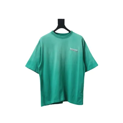 Balenciaga 25ss washed cola embroidery fried color hole short-sleeved T-shirt green 01