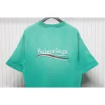 Balenciaga 25ss washed cola embroidery fried color hole short-sleeved T-shirt green